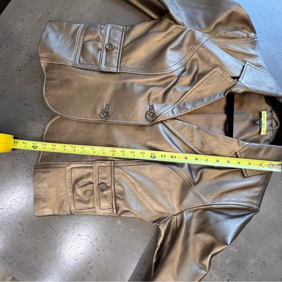 Genuine Leather Blazer by Ashley Bernardo. Bronze color. Size XL. - Picture 9 of 10
